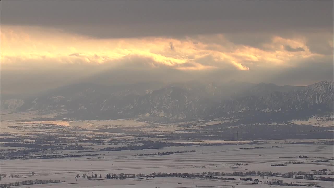 AIRTRACKER7 captures snowy sunset in Colorado's Front Range