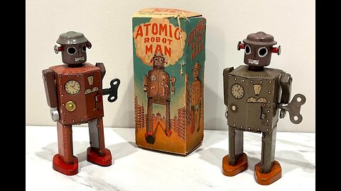 TWO! Original Atomic Robot Man 🤖🤖color variations The 2nd (or 3rd) Robot Toy ever!