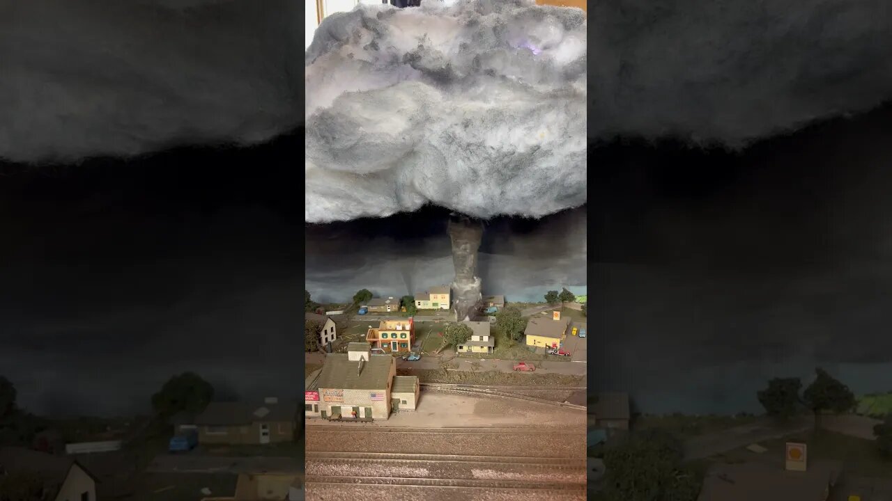 Tornado SLAMS Small Model Town! #shorts