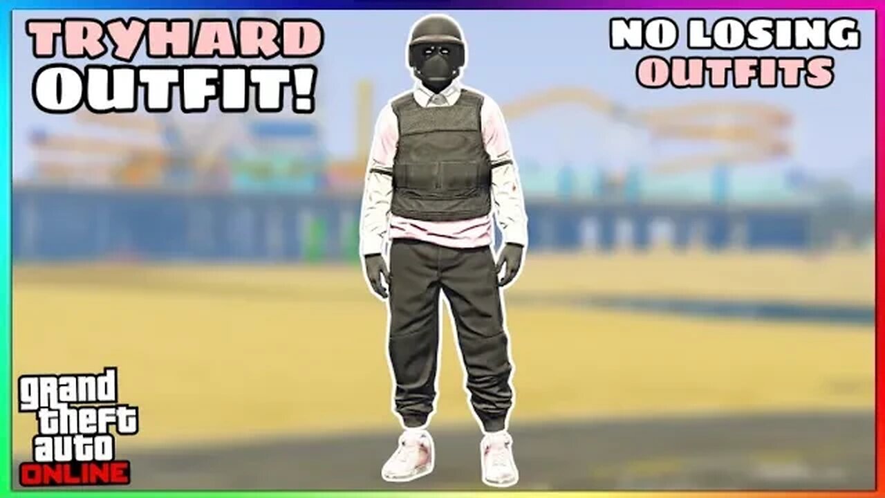 Easy Black Joggers Ripped Pink Shirt Glitch Tryhard Modded Outfit (No Transfer) (GTA Online)