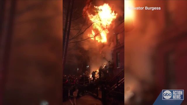 Dramatic video shows firefighters injured by falling roof in New York