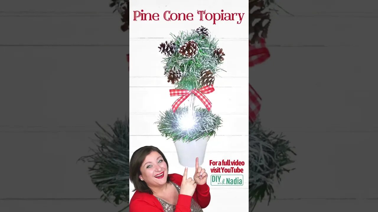 Dollar Tree Christmas Winter Pine Cone Topiary DIY Tutorial 🎄