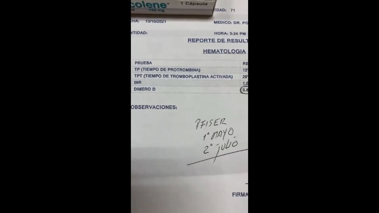 Prueba de sangre DIMERO D