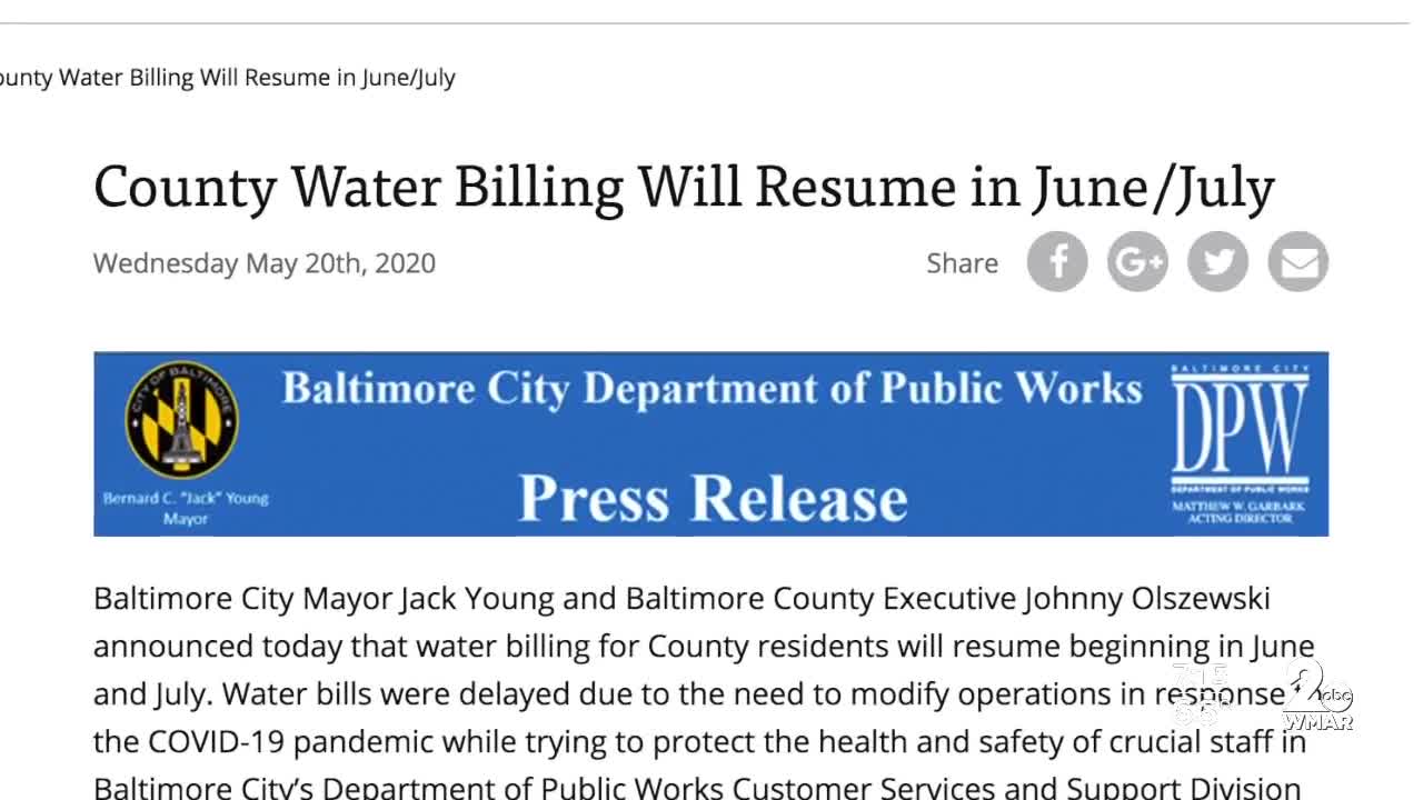 Baltimore County residents wait to find out when water billing will resume