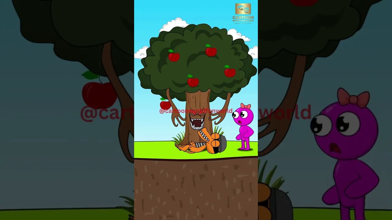 Orange and Pink wanted to steal an apple but were punished 🤣🤣🤣 #shorts #animation #shortsfeed