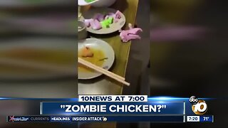 Video shows raw meat jumping off table?