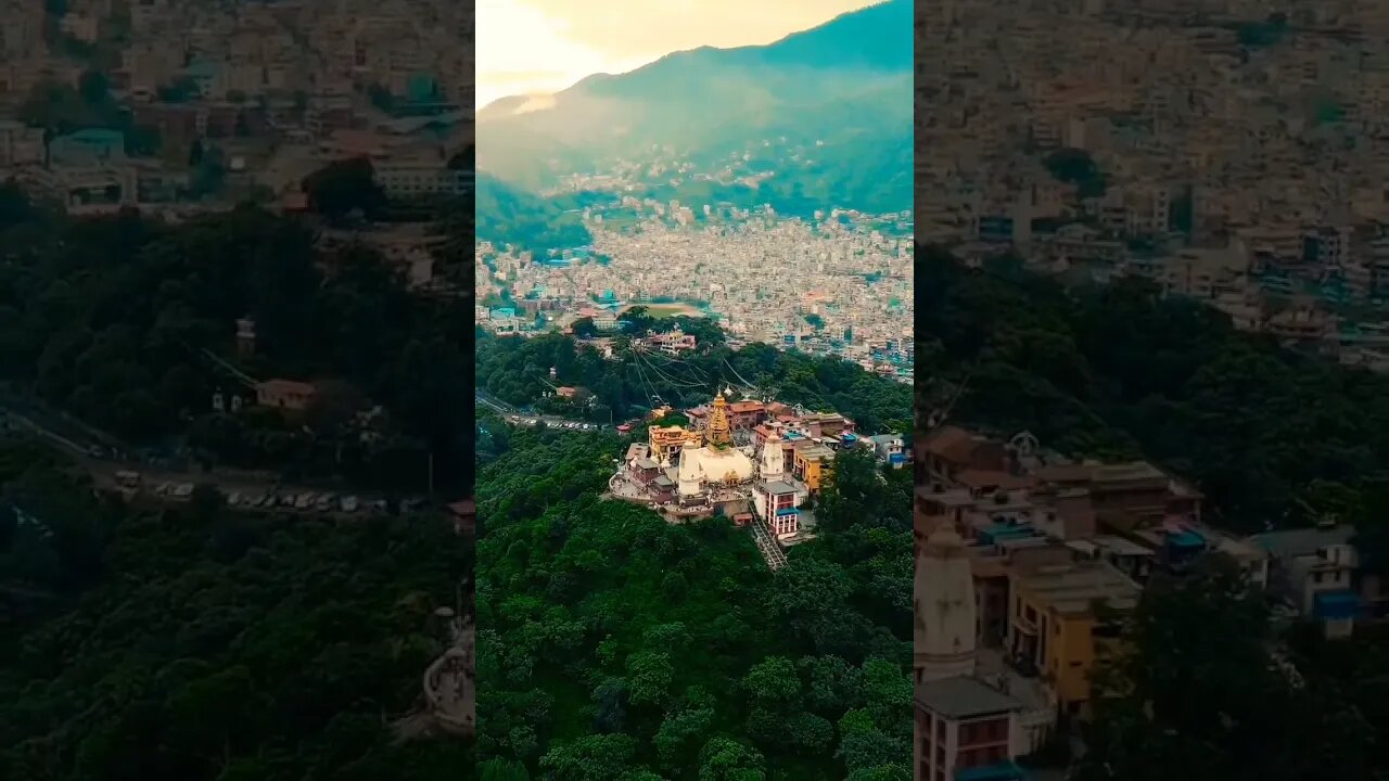 Stunning aerial view of Swyambhunath Temple area located in Kathmandu,Nepal. #shorts #foryou #clips