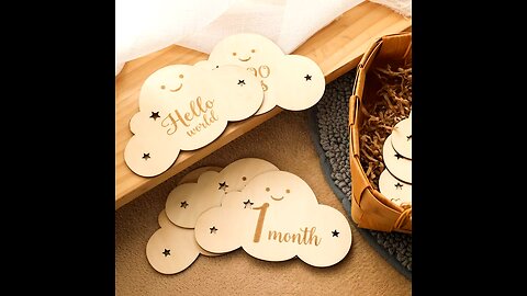 8pcs/set Wooden Baby Milestone Cards Cute Cloud Shape Milestone