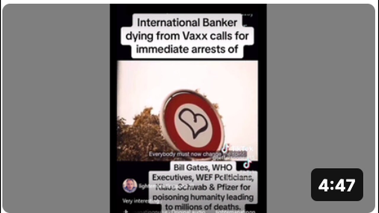 International Banker dying from Vaxx calls for immediate arrest