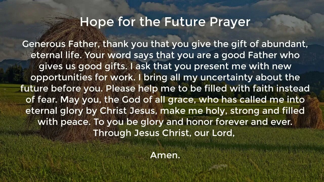 Hope for the Future Prayer (Prayer for a New Job Opportunity)