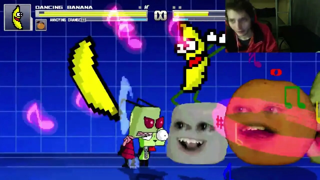 Fruit Characters (Annoying Orange And Dancing Banana) VS Invader Zim The Alien In A Battle In MUGEN