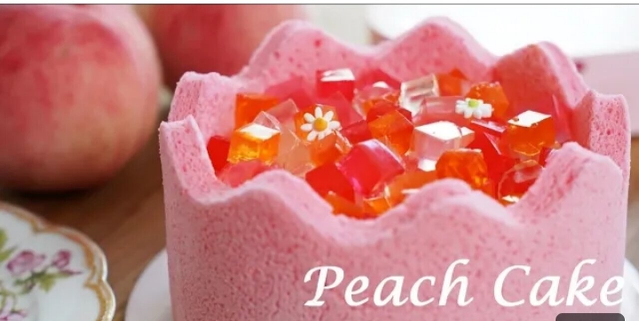 Peach jelly cake as beautiful as a jwel,🍑