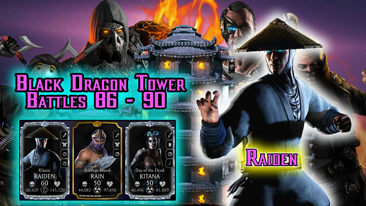 MK Mobile. Black Dragon Tower Battles 86 - 90 [ Raiden ]