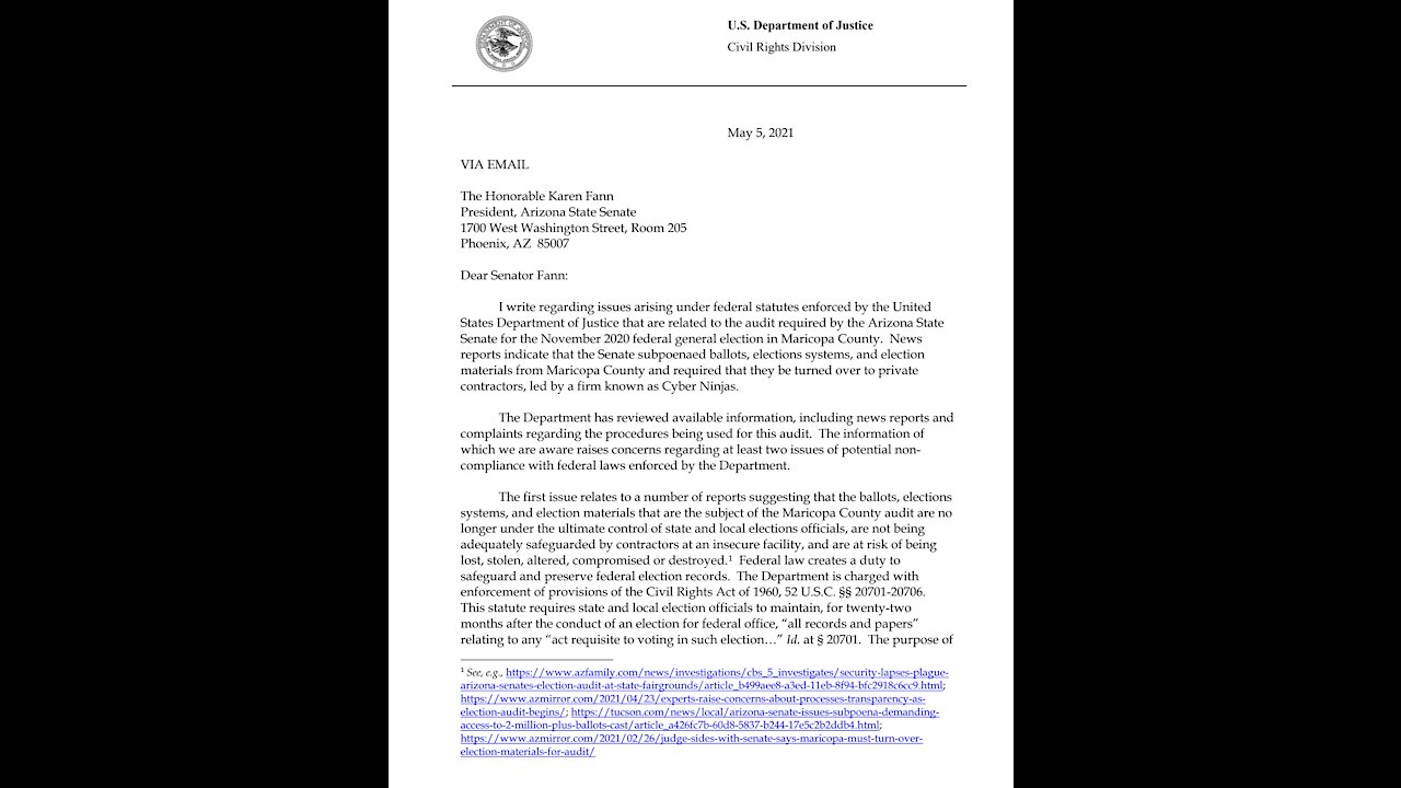 Biden's DOJ Letter Threatens Canvassing.