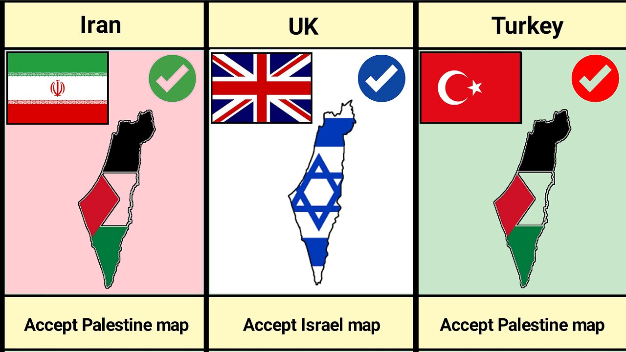 Countries that Accept Israel vs Palestine map.