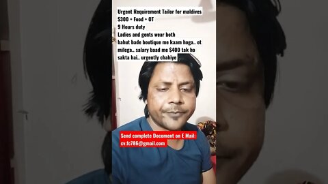 Maldives job | Tailor Job #job #shorts #maldives #maldivesjob