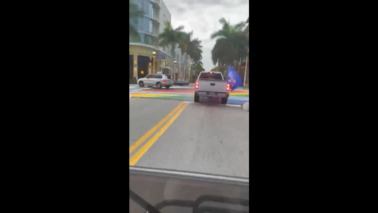 Florida MAGA celebrates Trump's birthday by using his pickup truck to ruin a Pride crosswalk.