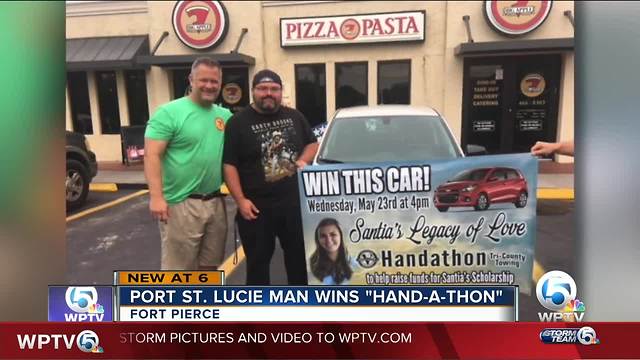 Port St.Lucie man wins car in "hand-a-thon' contest