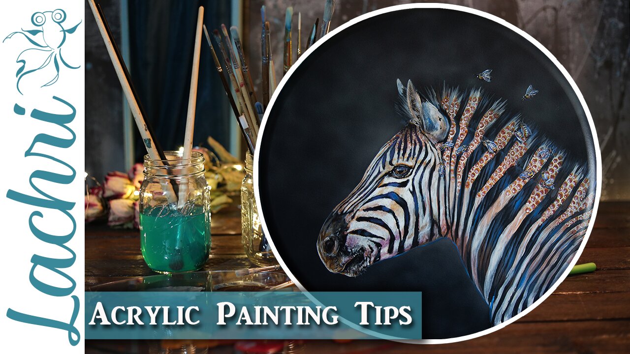 Acrylic Painting Tips - Surreal Zebra & Bee Hive