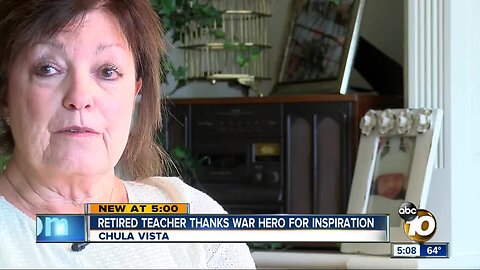 Retired teacher thanks war hero for inspiration