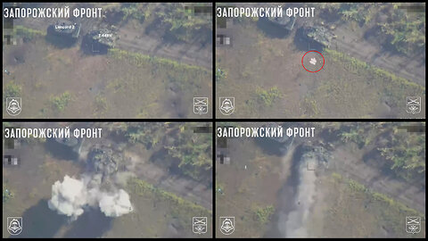 Zaporozhye region: Russian Lancet UAV hits Ukrainian T-64BV tank