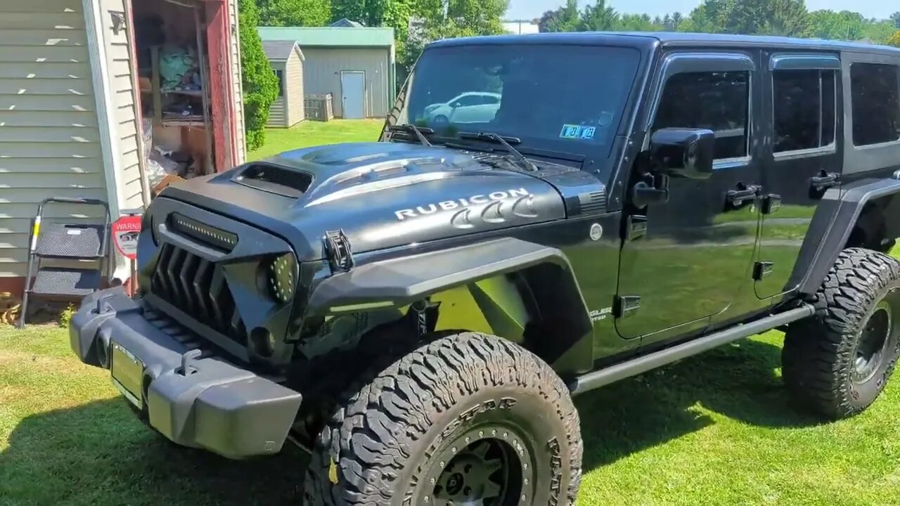 Jeep Wrangler Custom Steel Vented Hood installed