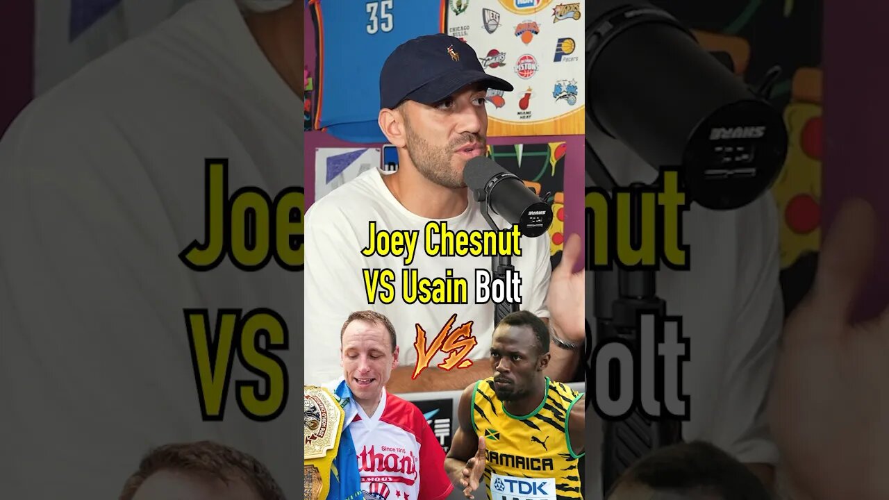 JOEY CHESTNUT vs USAIN BOLT!? Who Wins This Crazy Race? #shorts #debate #joeychestnut #usainbolt