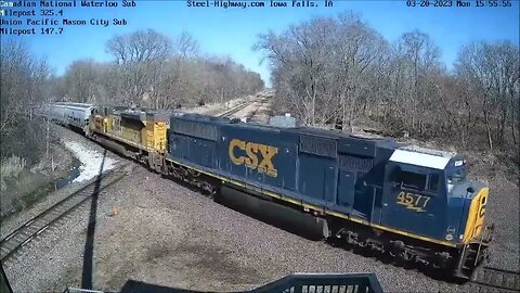 CSX SD70MAC Leading SB Grain at Iowa Falls, IA on March 20, 2023