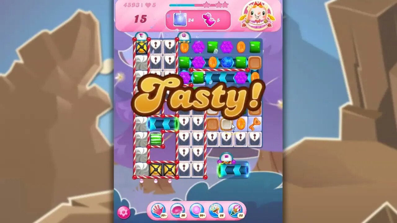 Candy Crush Level 4593 Talkthrough, 24 Moves 0 Boosters