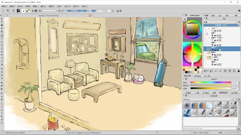 Krita - Storyboard 繪製過程側錄1:5縮時