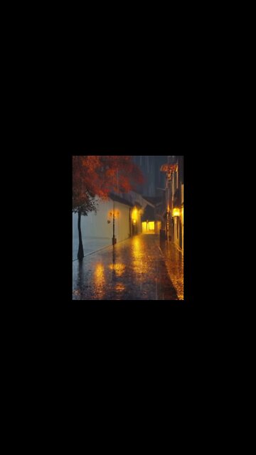 Quiet street #rain #rainsounds #relaxingsoundsforstressrelief #thundersounds