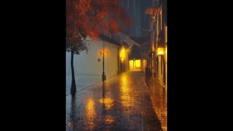 Quiet street #rain #rainsounds #relaxingsoundsforstressrelief #thundersounds