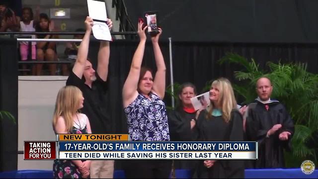 Bartow High awards diploma to teen who died saving sister and mom from strong current