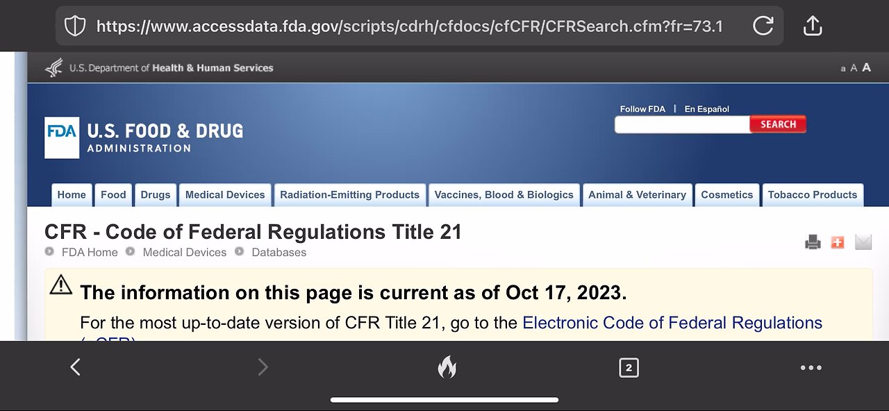 Why is the IRS listed on a FDA regulation sheet??