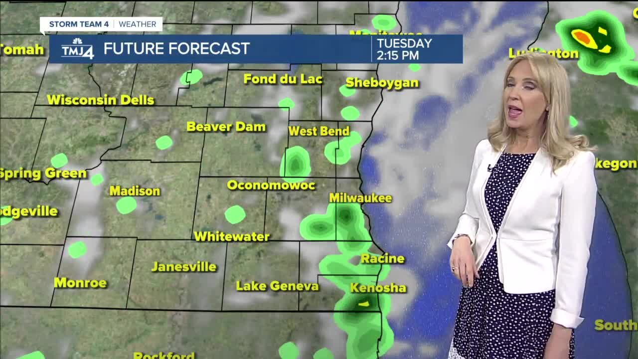 Mostly cloudy skies, stray showers possible for Monday