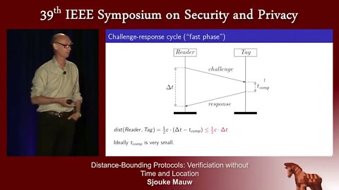Distance Bounding Protocols Verification without Time and Location