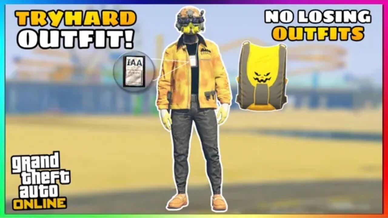 Orange Invisible Torso Yellow Rebreather Glitched Tryhard Outfit (GTA Online)