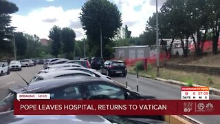 Pope Francis seen leaving hospital 10 days after surgery