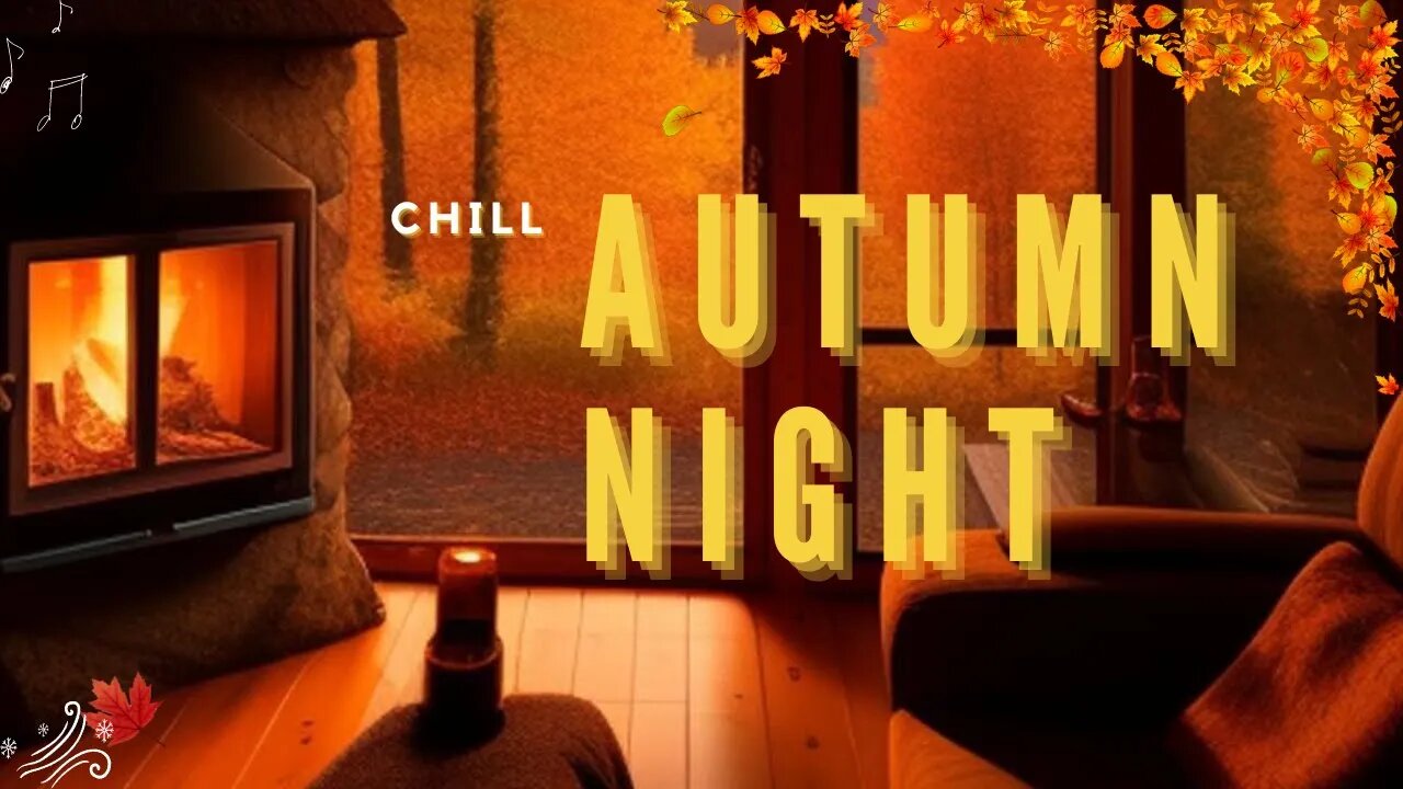 The Perfect Autumn Night: Cozy Cabin in 4K 🍁| Relaxing Jazz Music for Sleep, Study, Focus, Work