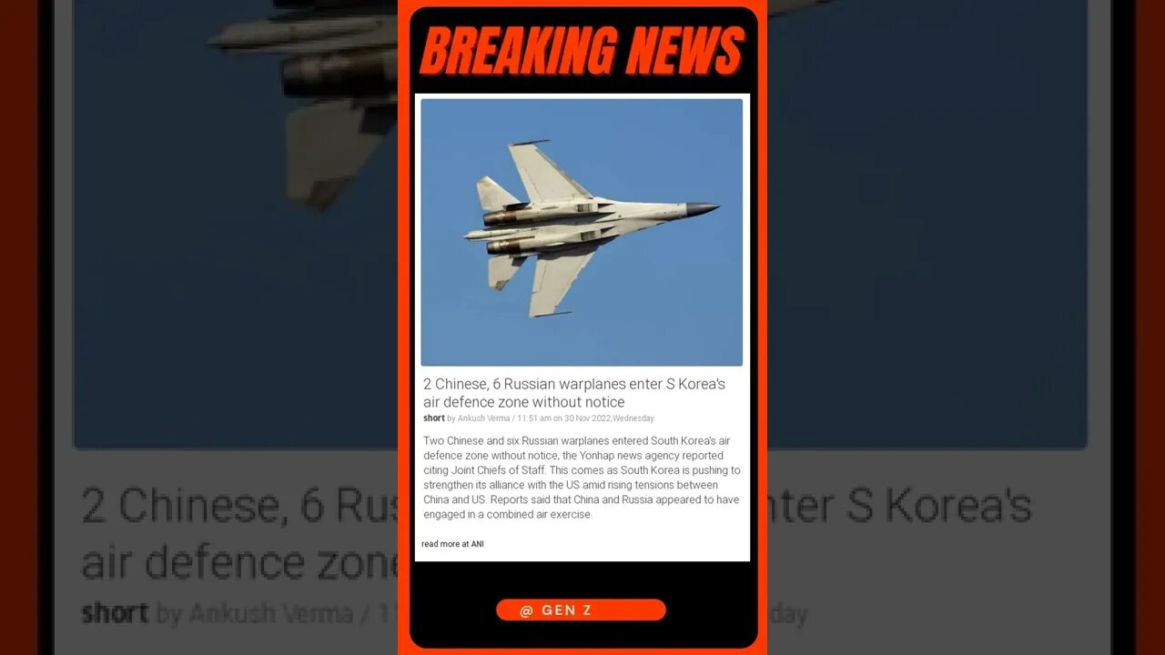 Live News | S Korea Alerted by Unannounced Chinese & Russian Warplane Invasion! | #shorts #news