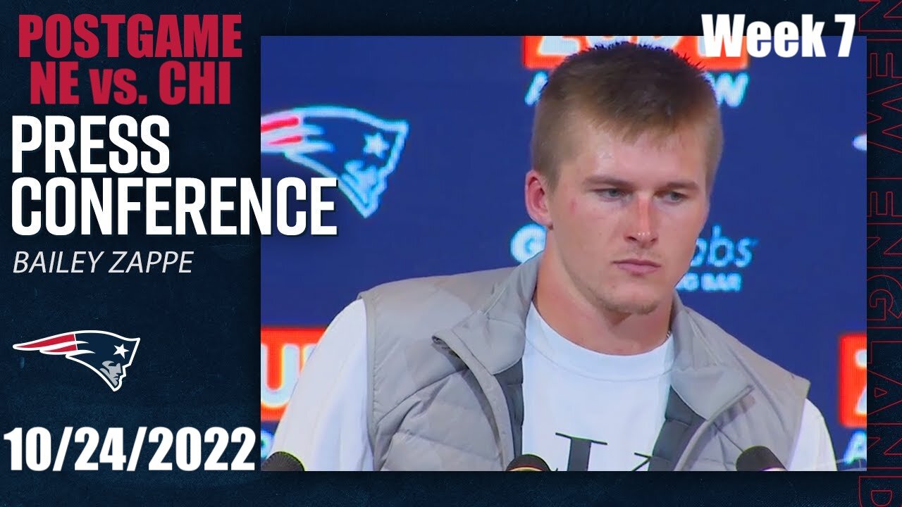 Bailey Zappe Postgame Press Conference - October 24, 2022 (NFL Patriots vs Bears)