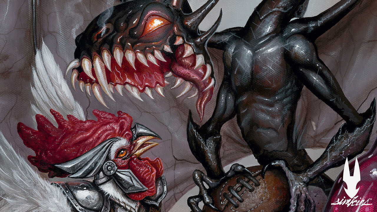 Painting A Dragon and a Rooster in a Stand Off in "BANTAM"