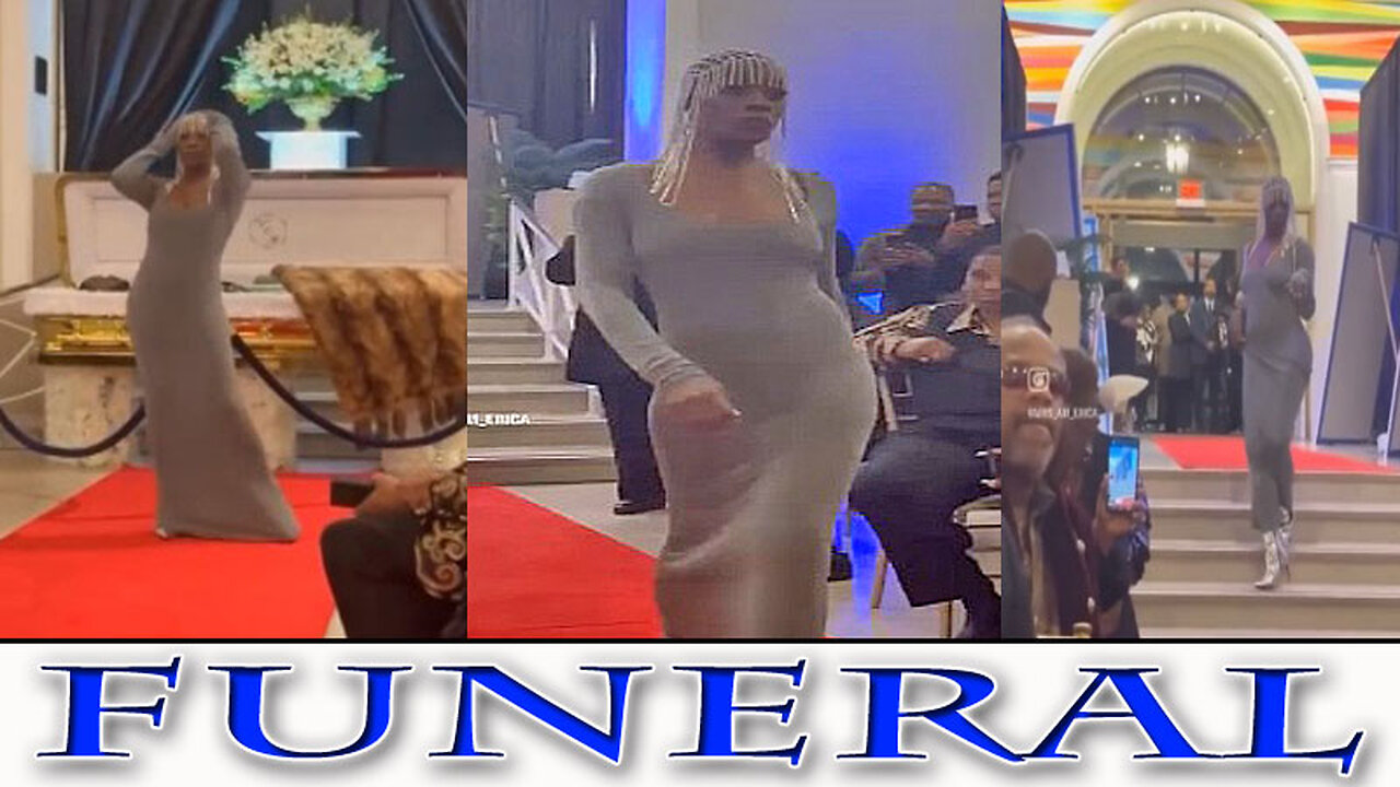 Woman Does A Runway Walk at A Funeral