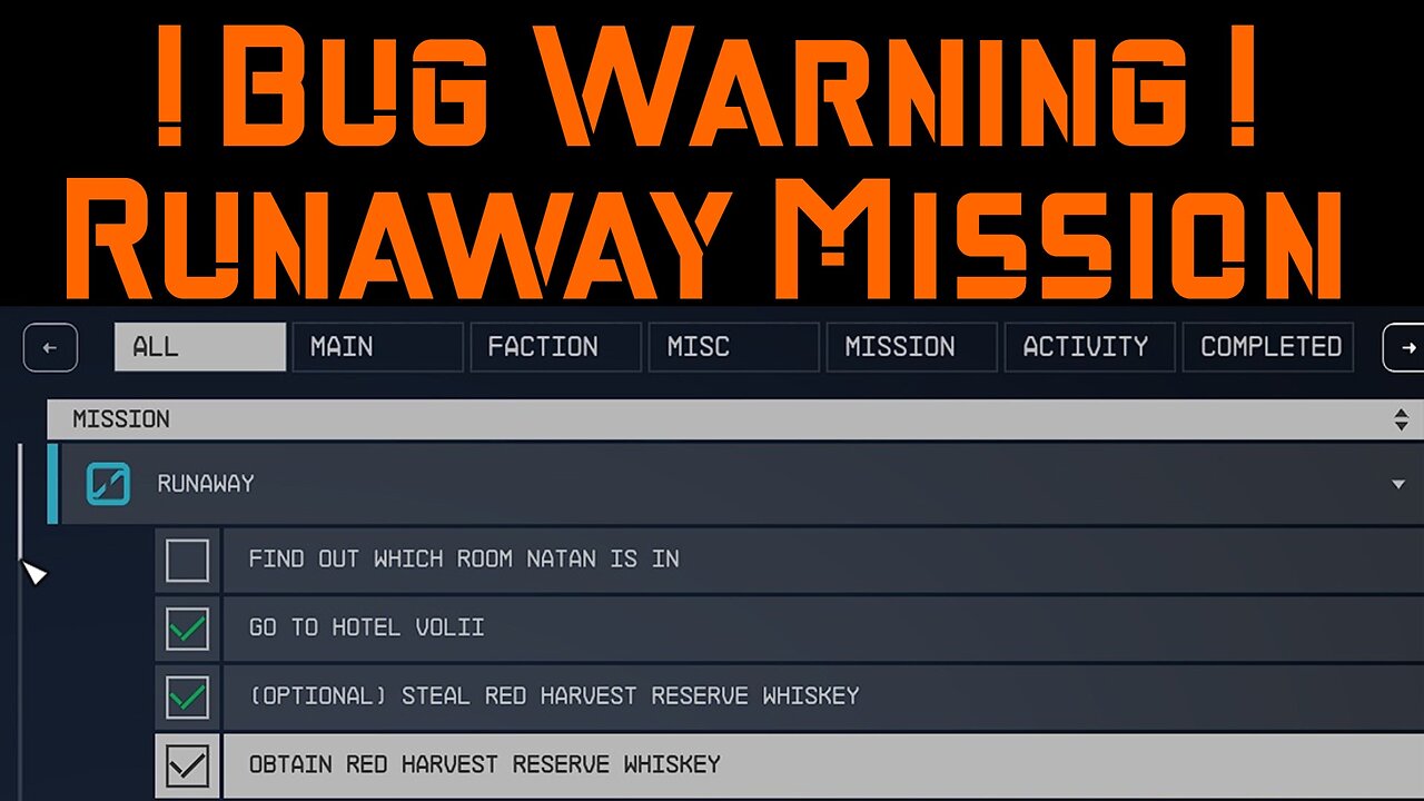 Starfield Bug Warning 3: Runaway mission (with fix!)