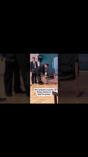 Kim Jong-un's security flunky checks his chair for poison