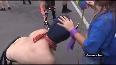 Little Girl Pets Man Dressed Up As Slave Dog At Gay Pride Event