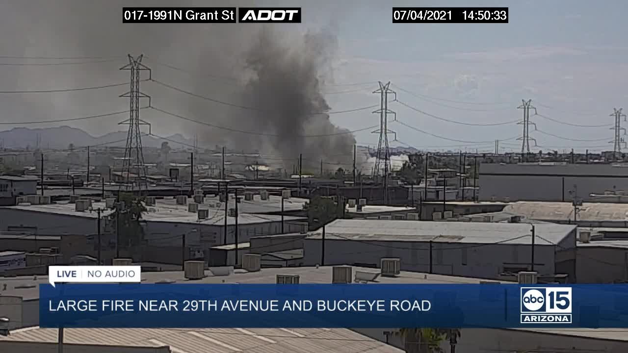 Firefighters battle massive fire at Phoenix salvage yard