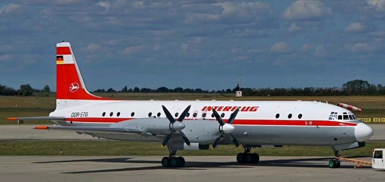 Ilyushin IL-18V DDR-STG Airport Erfurt, Thuringia,Germany.An example of Teutonic care for the