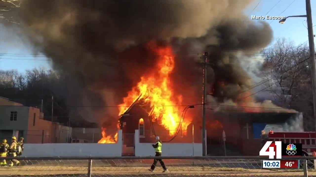 Crews battle fire at historic KCK church