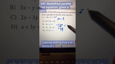 Find a parallel line equation to the given line #youtubeshorts #mathtrick #satmath#linearequation